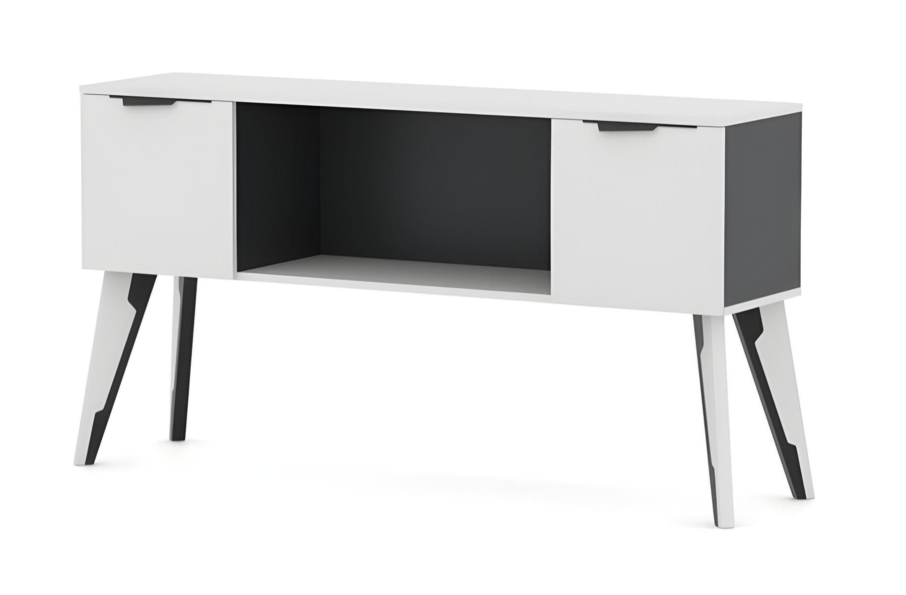 Office cabinet, side cabinet, nightstand with drawers, white-black.