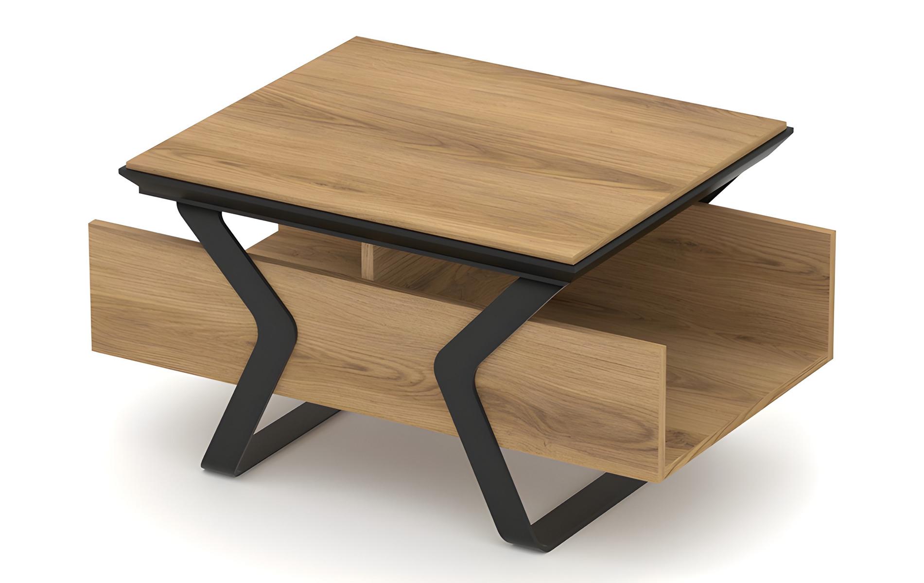 Designer coffee table side table wooden table with storage metal legs