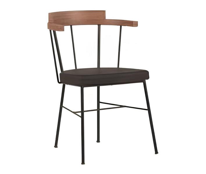 Kitchen chair, terrace chair, padded seat, metal, wood, dining room.