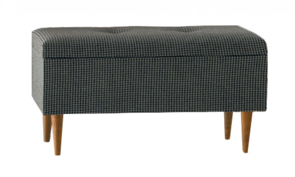 Bank bench, stool, padded bench, storage seat chest with space, checkered.