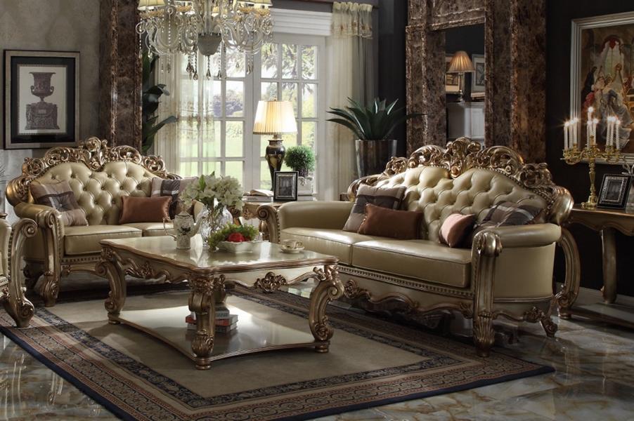 Luxury Living Room Set Sofa 3-Seater Armchair Coffee Table Classic Furniture