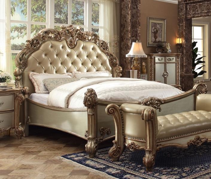 Luxury design bed upholstered bed double bed bedroom Baroque wooden beds