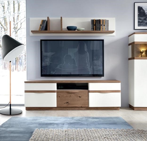 Living Room Set Modern Wooden Furniture TV Lowboard Wall Shelf Luxurious