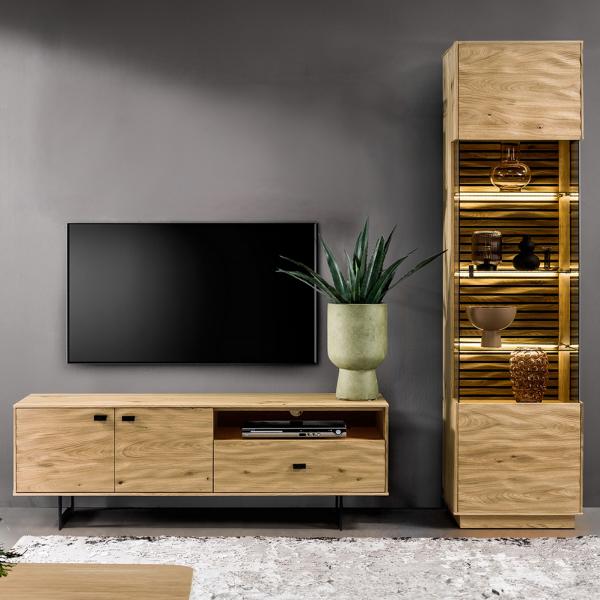 Luxurious TV lowboard living room display cabinet brown media furniture set