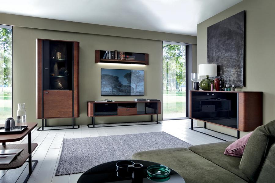 Modern living room wall unit TV lowboard luxurious display cabinet living room set 4 pieces