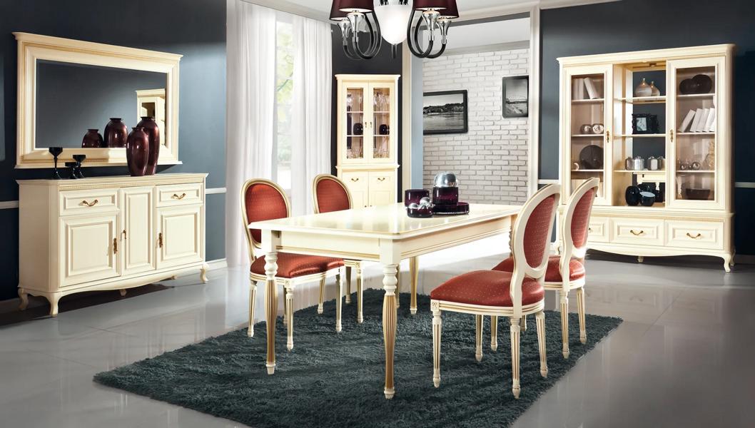 Dining room dining table wooden furniture sideboard with mirror white corner display cabinet set 4 pieces