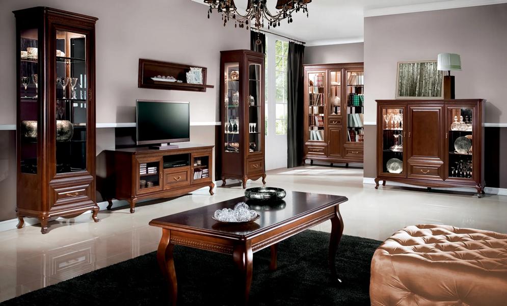 Classic complete living room unit 2x display cabinet wooden furniture chest of drawers living room set 4 pieces