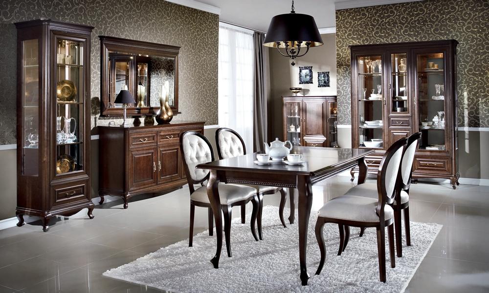 Luxurious furniture dining table 4x chairs classic sideboard stylish 2x display cabinets