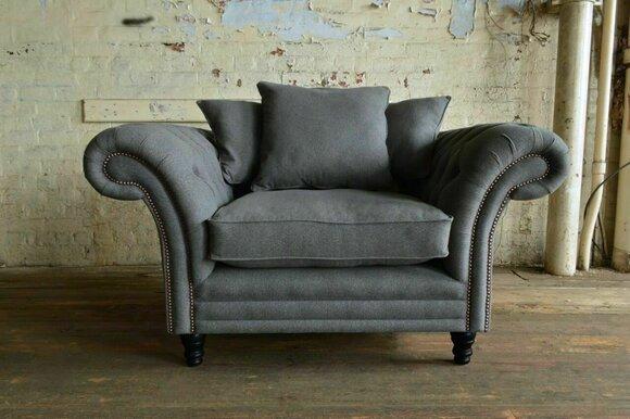 Design Chesterfield armchair 1 seater couch upholstery luxury classic textile on stock