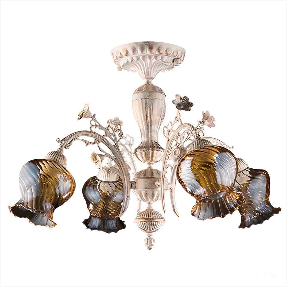 Ceiling lamp ceiling chandelier flowers chandelier lamp glass on Stock