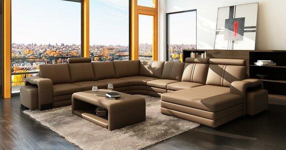 XXL Multifunctional Leather Couch Big Sofa Upholstery Corner Sofa Modern UForm Sofas