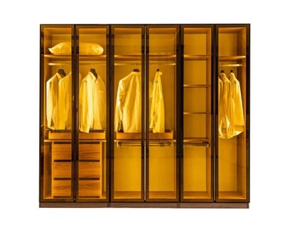 Stylish Wardrobe Glass Doors Bedroom Wooden Furniture Cabinets Closet