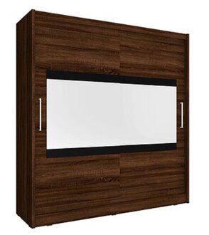Designer massive wardrobe in modern style made of MDF with 2-sliding doors & rectangular mirror 200cm model MAJA IV