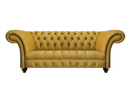 Modern Chesterfield Yellow 3-Seater Couch Elegant Living Room Textile Sofas