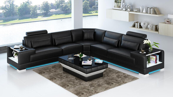 Leather sofa couch living room corner sofa corner set design modern sofa G8023B