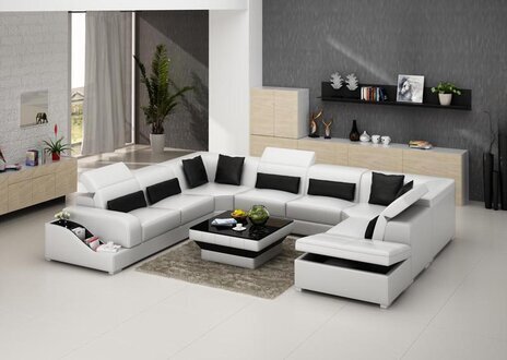 Leather Sofa Couch Lounge Corner Sofa Corner Set Design Modern Sofa G 8008