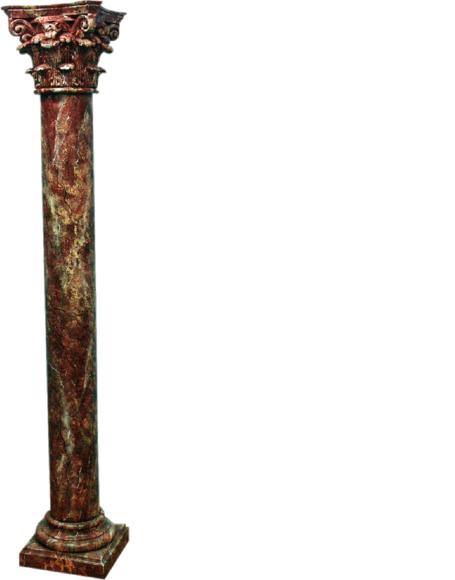Massive decorative high column in antique greek corinthian order style, 210cm height