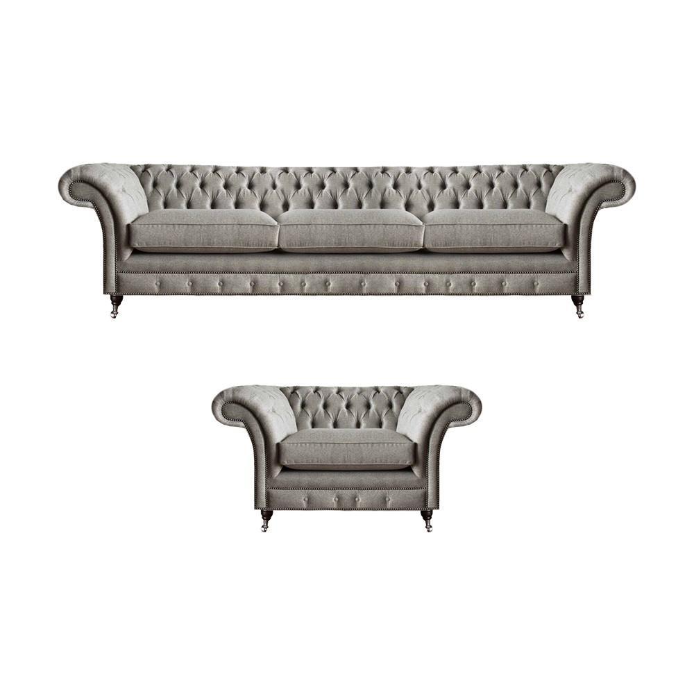 Living room set 2-piece sofa three-seater seating furniture armchair design Chesterfield