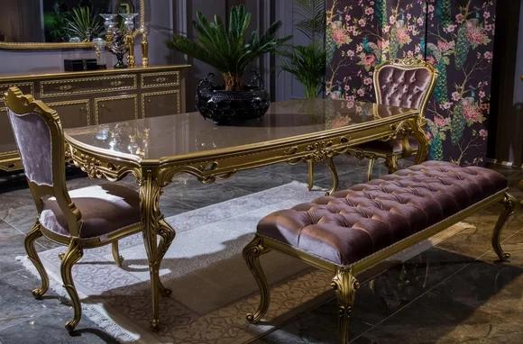 Dining Room Set Dining Table Classic Real Wood Luxury 4pcs Chair Set