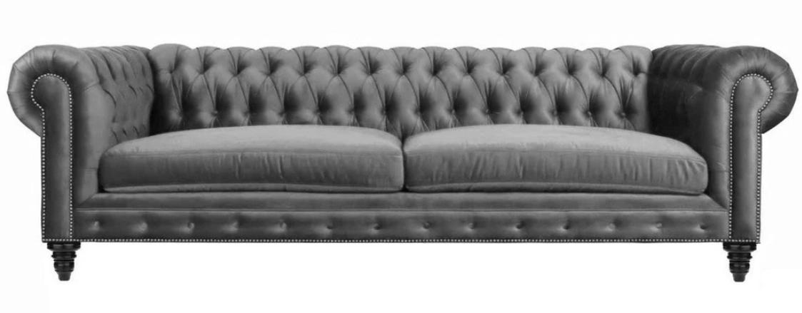 Three-Seater Chesterfield Creative Furniture Textile Fabric Grey New Living Room Modern