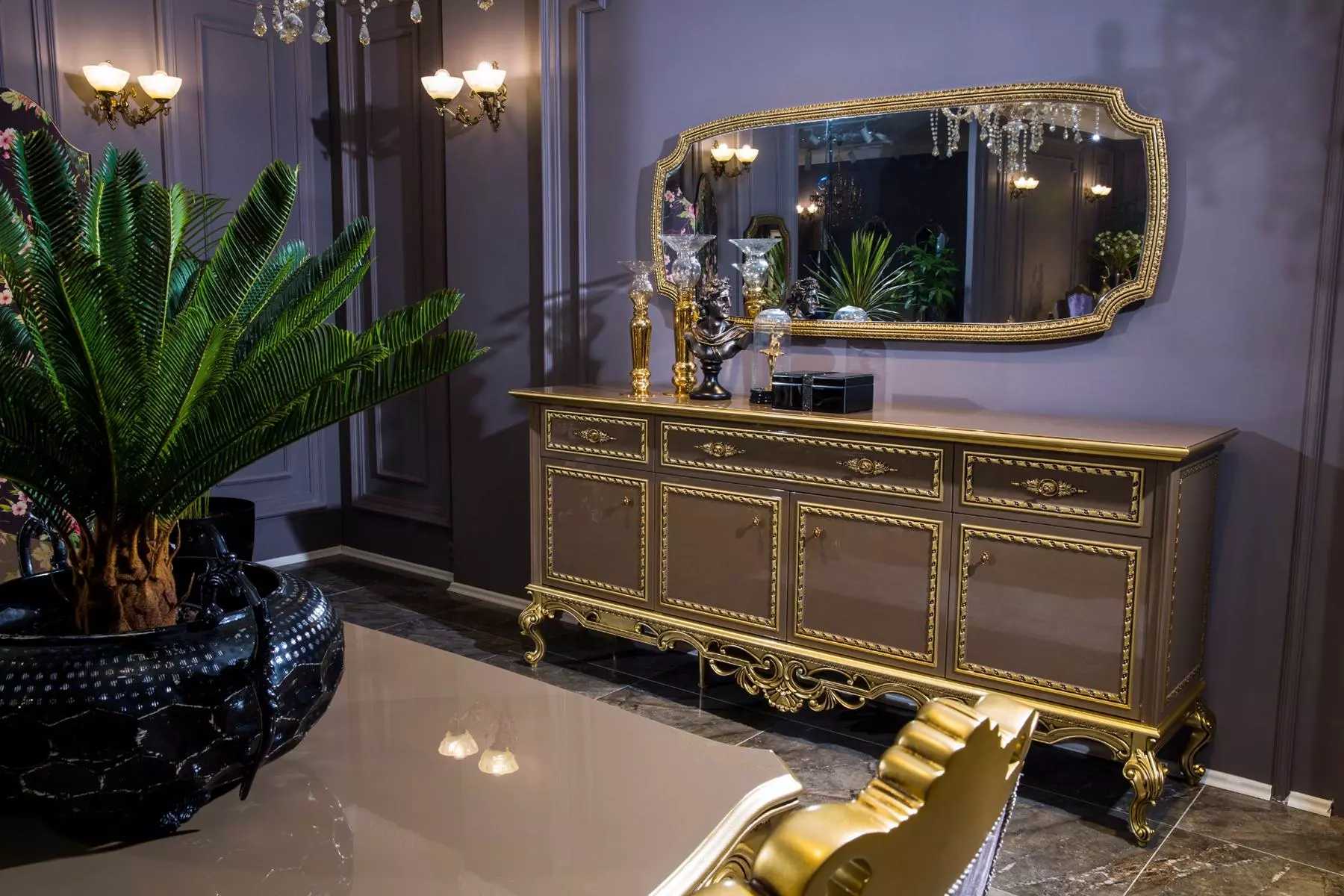 Sideboard with Mirror Sideboard Baroque Rococo Chests of Drawers Luxury