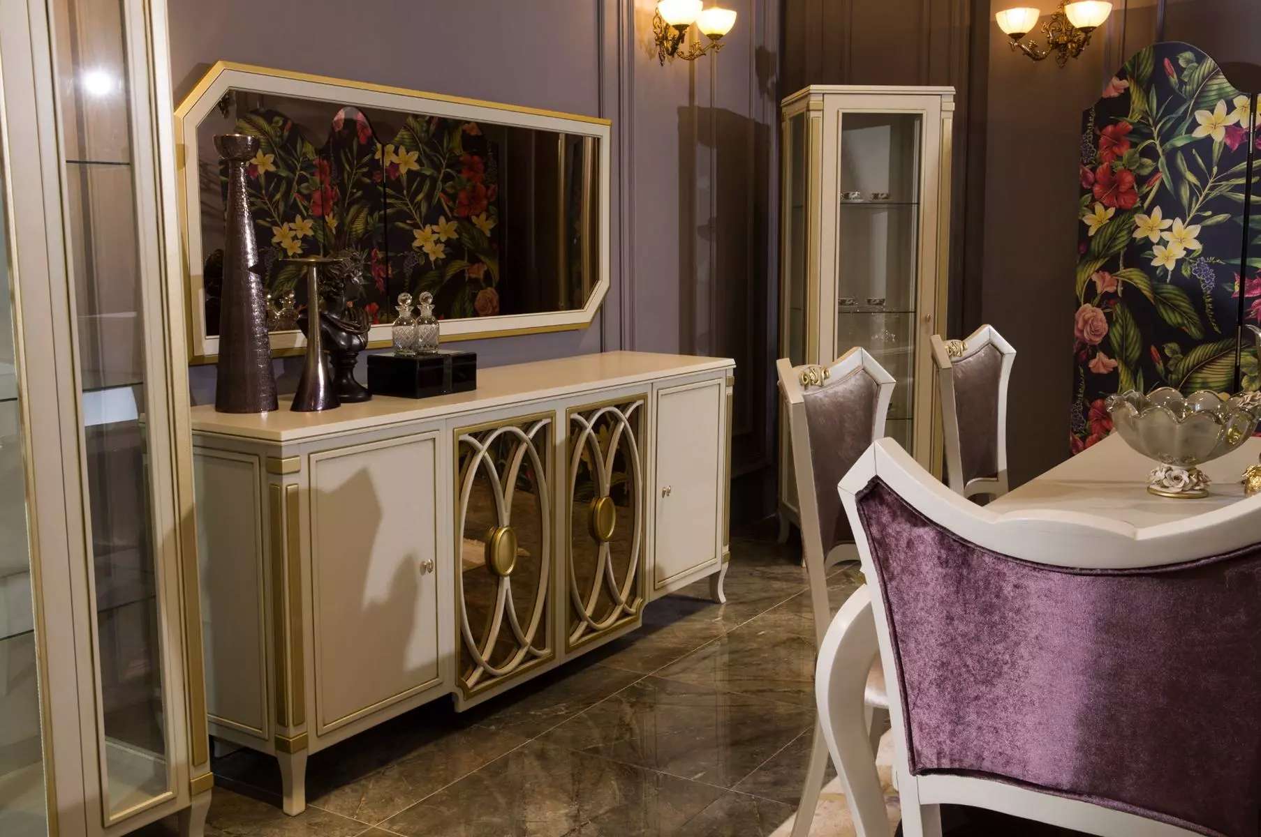 Classic set display cabinet rtv sideboard luxury display cabinet set 2 pcs.