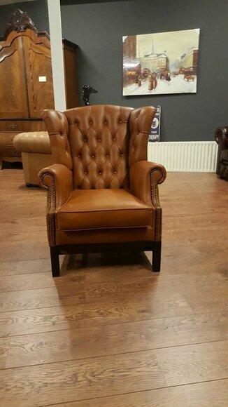 Chesterfield wing chair armchair upholstery TV office couch 100% real leather