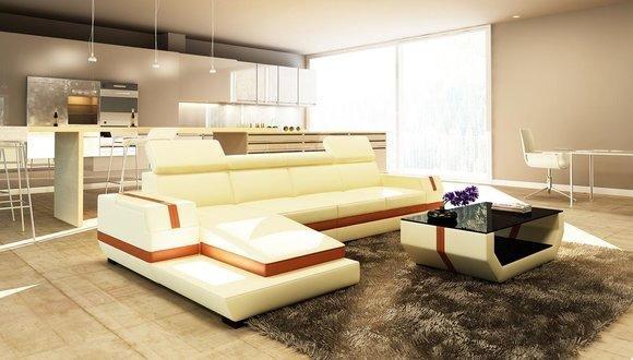 Modern design corner sofa big leather set corner couch living room seat upholstery new