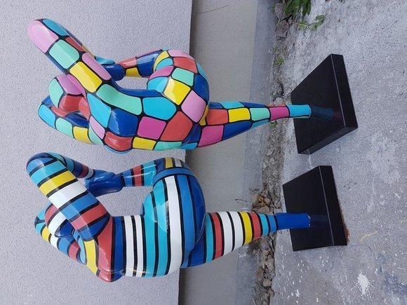Colorful abstract decorative gloss figurine of gymnastic statue 200cm height P23