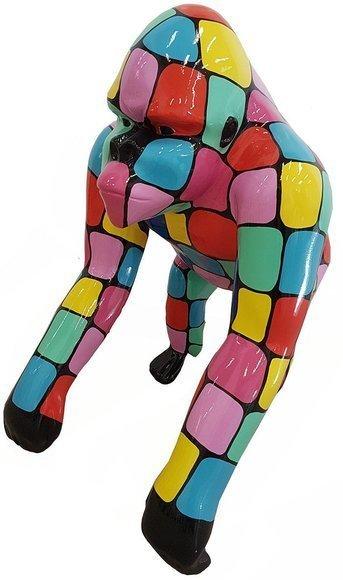 Abstract modern decorative garden sculpture designed as gloss colorful gorilla 70cm