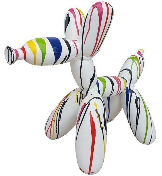 Modern style abstract decorative sculpture of white colored baloon animal imitation with colorful stripes 57x62cm