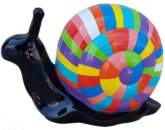 Abstract decorative gloss sculpture designed as a snail with a colorful shell 34cm