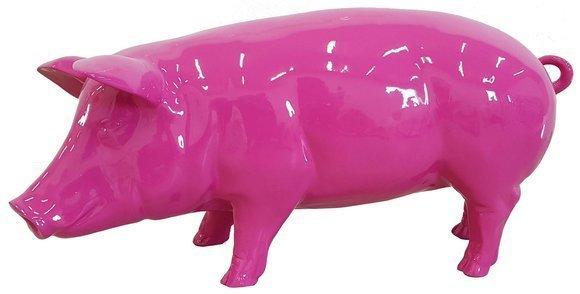 Modern style decorative gloss sculpture designed as full pink colored pig 40x80cm