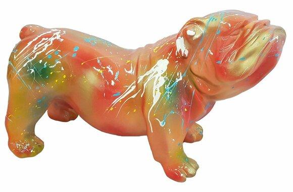 Abstract decorative garden sculpture designed as multi colored dog figure 32cm height (A515F)