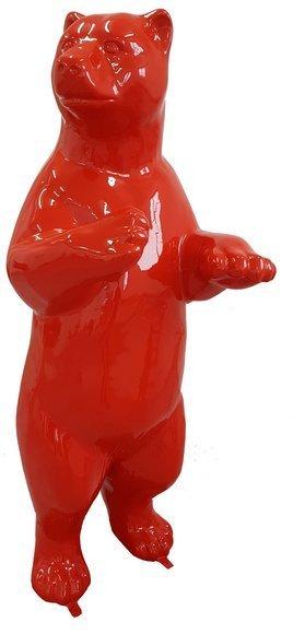 Full red painted gloss decorative bear sculpture 178cm height