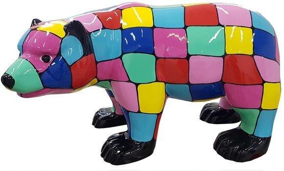 Decorative garden sculpture designed as gloss multi-colored bear cub 60x100cm