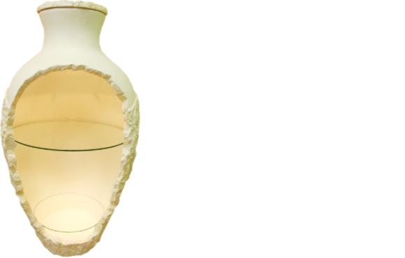 Decorative showcase with glass shelves in antique vase style, 97 cm height