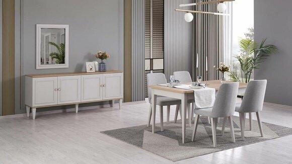 Dining room furniture dining group dining room dining table chairs wood gray set 9 pieces