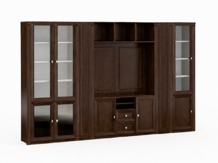 Stylish brown office cabinet solid wood furniture glass doors furniture