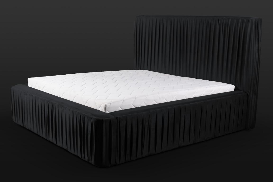 Black double bedroom wooden furniture design elegant fabric classic furniture new