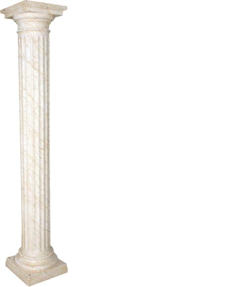 Decorative high column in antique greek doric column style with natural obsolescence imitation, 214xm height