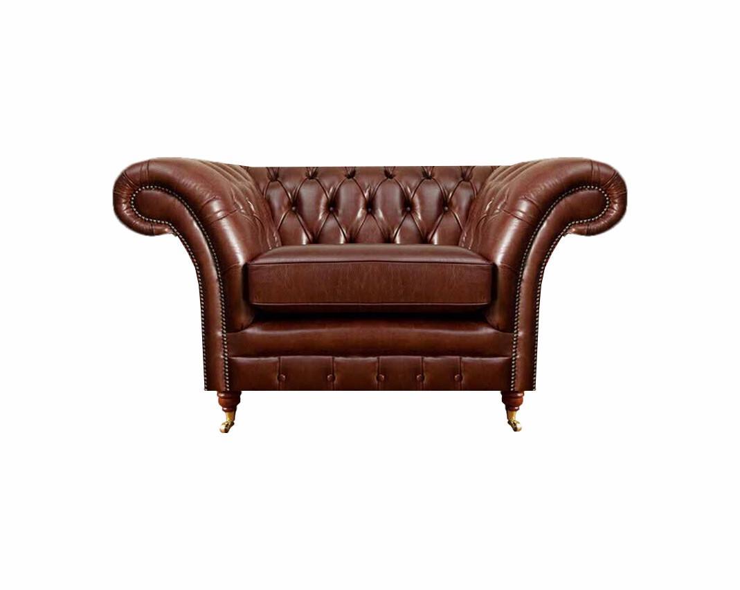 Living room armchair brown chesterfield furniture couch upholstered seat new
