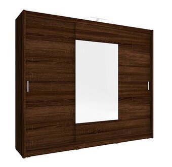 XXL massive designer wardrobe with mirror, light & 3-floating doors made of MDF/chipboard 250cm