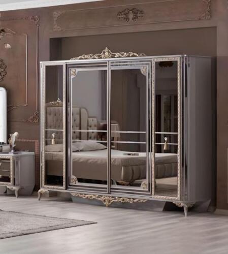 Wardrobe Wardrobe Bedroom Wardrobe Mirror Gold Gray Wardrobes