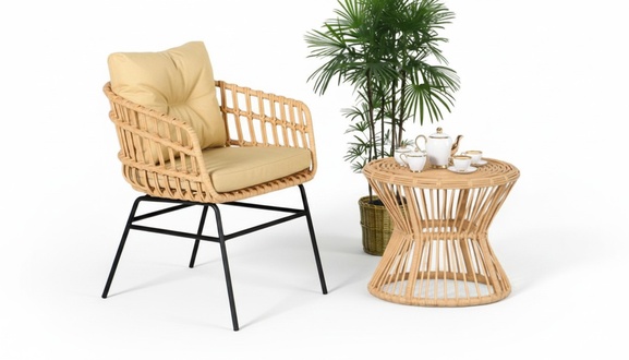 2-piece garden furniture set terrace armchair coffee table rattan modern high quality