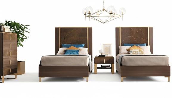 2x bed + bedside table 3 pcs. Bedroom Set Designer Luxury Bedroom Sets