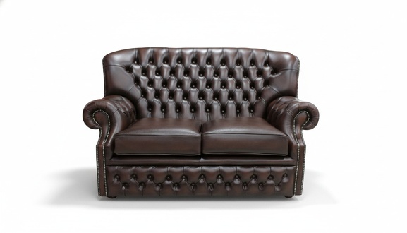 Premium Chesterfield Sofa 2-Seater Dark Brown Faux Leather Comfortable Loveseat Couch With Buttons New