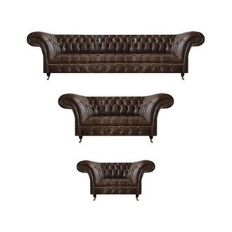 Brown Chesterfield leather sofas living room sofa set complete set