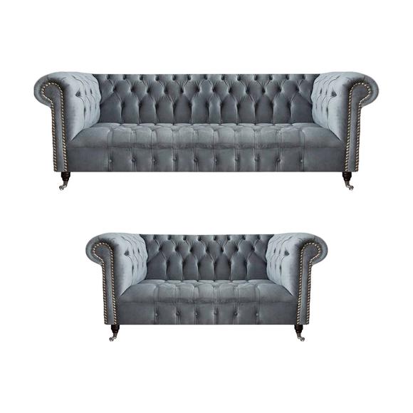 Living room luxury gray chesterfield armchair new three seater sofa couch