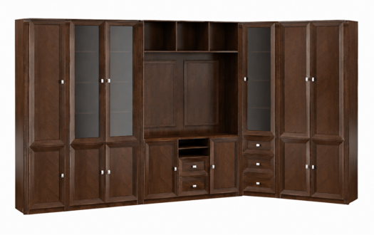 Designer Corner Cabinet Brown Wood Furniture L-Shape Sturdy Wardrobe